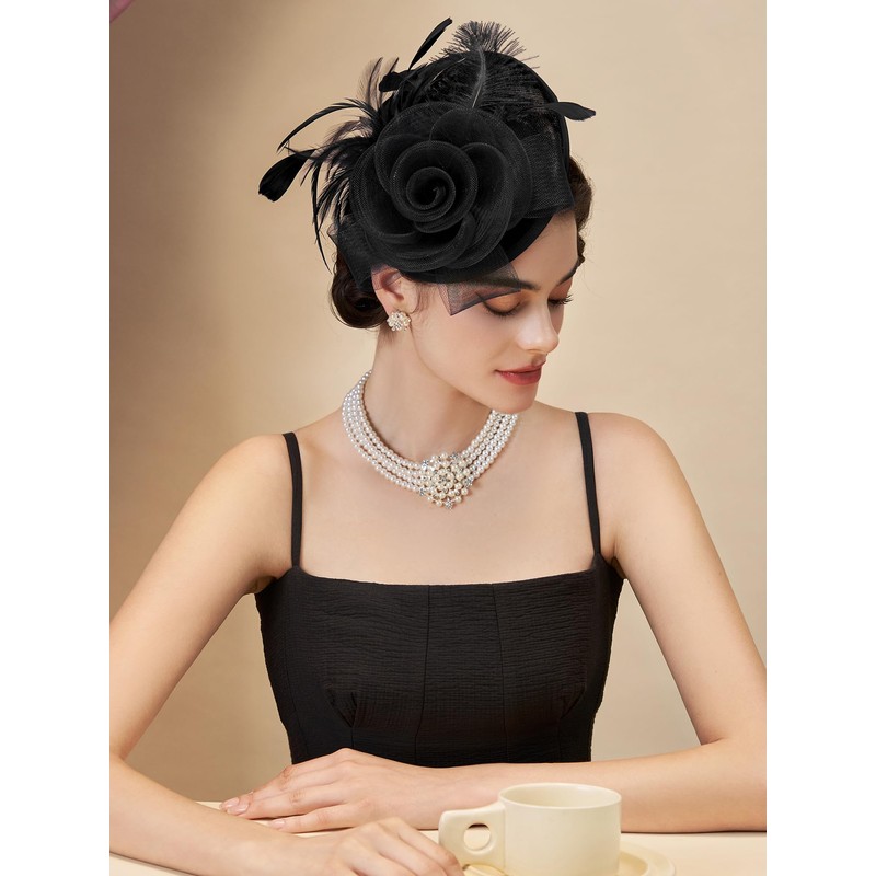 SWEETV Flower Sinamay Tea Party Fascinators for Women, Kentucky Derby