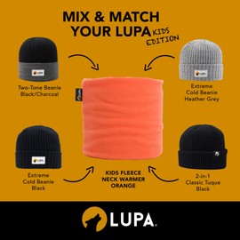 Lupa Kids Handmade Double-Layer Fleece Neck Warmer - Kids Neck Warmer for Boys & Girls - Fleece Neck Gaiter for Winter (Orange, Large (7-12))