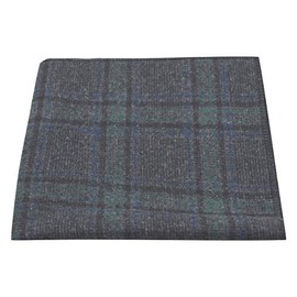 King & Priory Dark Grey & Green Check Pocket Square, Tweed, Tartan, Plaid