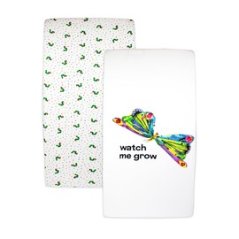 L'ovedbaby Organic Crib Sheet 2-Pack, Watch Me Grow (Box Set)