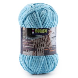 Hilo de manta para bebé para ganchillo, hilo de felpilla suave de terciopelo para tejer amigurumi haciendo bufandas, muñecas, 100 g/3.5 oz 131 yardas de grosor (1, azul cielo)