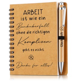 Sinmoe Thank You Gifts for Colleagues Employees Gifts Motivational Inspirational Mini Notebook with Wooden Ballpoint Pen Spiral Lined Notepad Ballpoint Pen (Work)