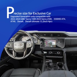 XXCIWP 4Pack 2025 Sierra 1500 Screen Protector for 2022-2024 2025 GMC Sierra 1500 2500/3500HD Accessories 13.4Inch 2023 Sierra AT4 Denali 13.4'' (2p Glass Nav. Film&2p Nano Dash Film)