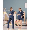 SUNNYBUY 3 Piece Nursing Pajamas Set Postpartum Casual Soft Maternity