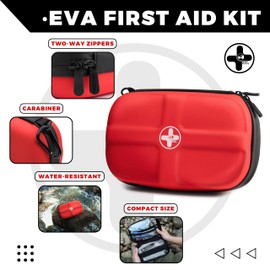 RHINO RESCUE Mini First Aid Kit, Small Waterproof Portable Emergency Camping Essentials, with Assorted Adhesive Bandages, Gauze & Bandages for Travel, Home, Car, College Dorm, Camping, Hiking (Red)