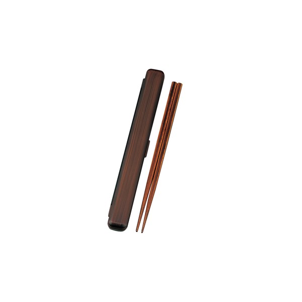 Tatsumiya Wood Grain Painted Lunch 23.0 Chopsticks Case Set Tochigei