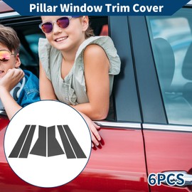 Hihaha Door Pillar Window Trim for Acura MDX 2007-2013 Front Rear Left Right Anti Scratch Sticker Pillar Posts Door Outer Exterior Cover 6 Pcs Carbon Fiber Pattern Black