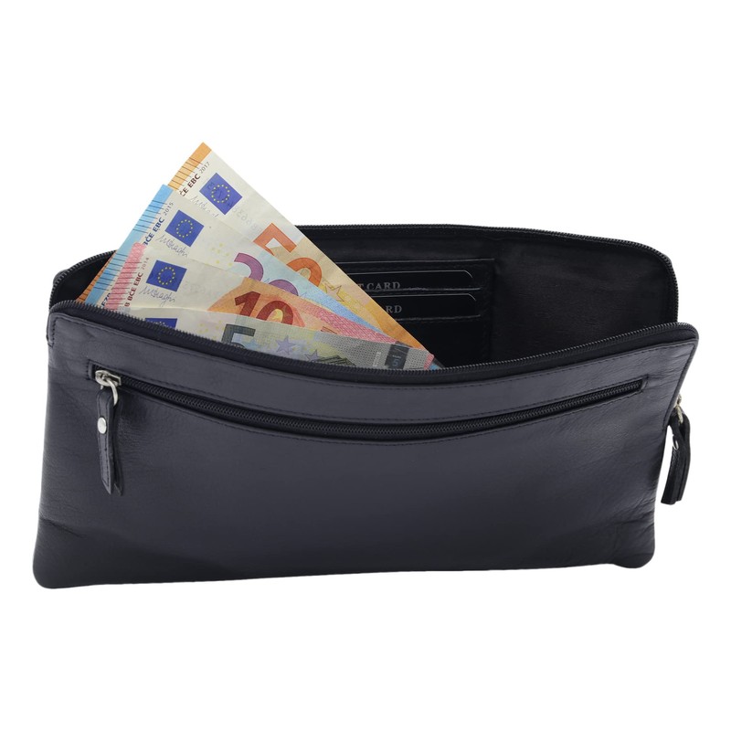 LEAS Banktasche, Geldtasche, Echt-Leder, schwarz Special-Edition