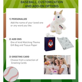 DolliBu White and Gold Unicorn Stuffed Animal with Baseball Plush - Soft Plush Huggable Unicorn, Playtime Plush Toy, Cute Fantasy Plush Gift for Kids, Adults - 11.5 Inch