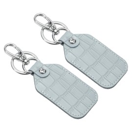 PATIKIL Leather Key Fob, 2 Pcs Genuine Leather Keys Cover RFID Key Fob Protector Air Tag Holder Keychain Case with Key Ring & Screwdriver for Car Key ID Key Card Light Blue