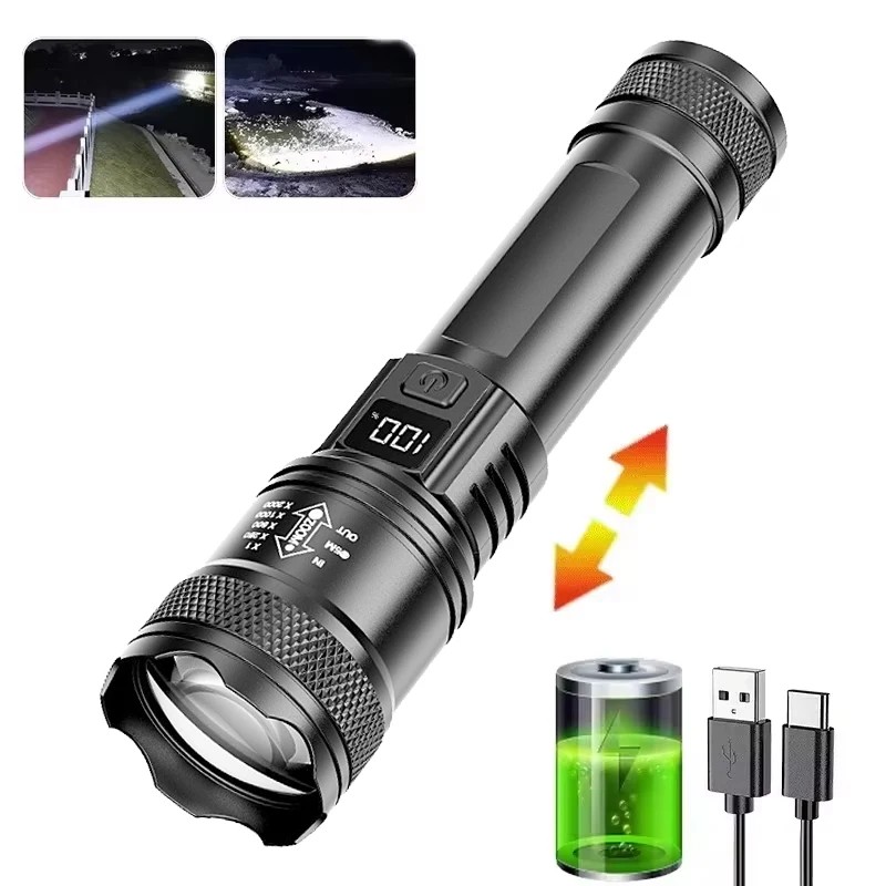 Rechargeable LED Flashlight for Emergency Use – Zoomable Multi-Mode Torch