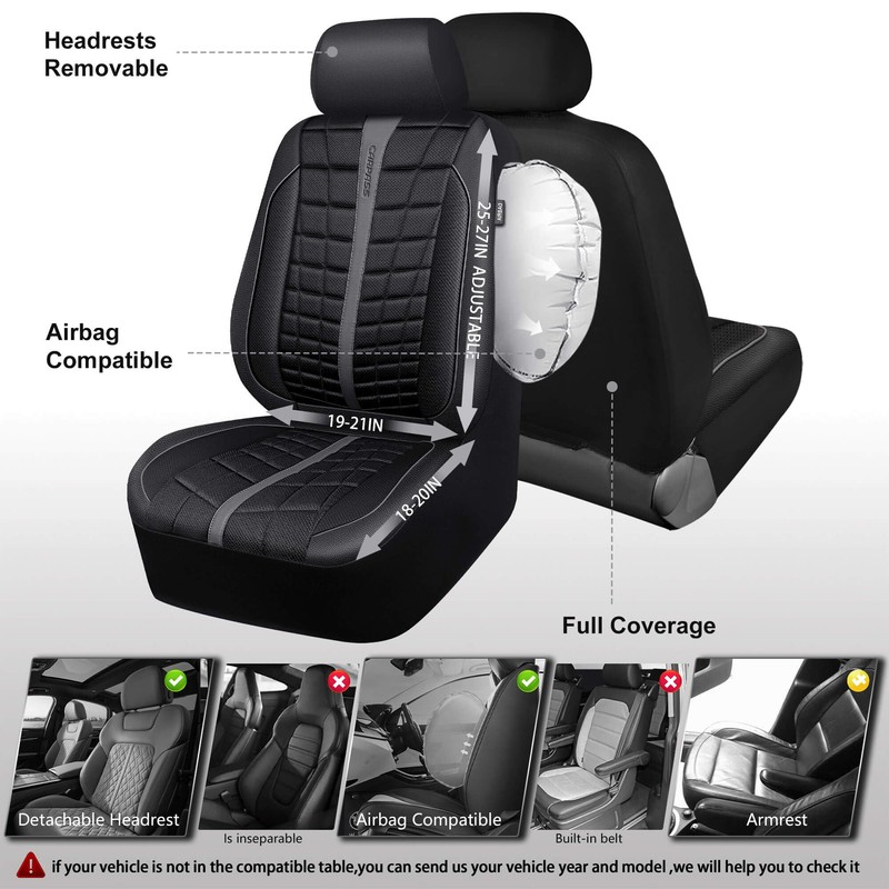 CAR PASS 3D Air Mesh Seat Covers for Car, Leather