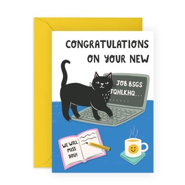 Central 23 Good Luck In Your New Job Card - Leaving Cards For Colleagues - Funny New Job Card - Cat Card - Comes With Fun Stickers - Made In The UK