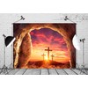 CORFOTO 5x4ft Fabric Sunrise Mountain Three Crosses Jesus Christ Backdrop