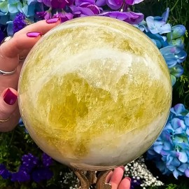 Hight Quality Natural Large Size Healing Crystal Quartz Sphere Citrine Ball Sphere for Home DecorationColor: Citrine sphere, Size: 7.5-8cm