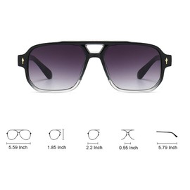 OZPYKAE Men Square Sunglasses,Classic Retro UV400 Protection Double Bridge Trendy Rectangle Aviator Women Men Sun Glasses