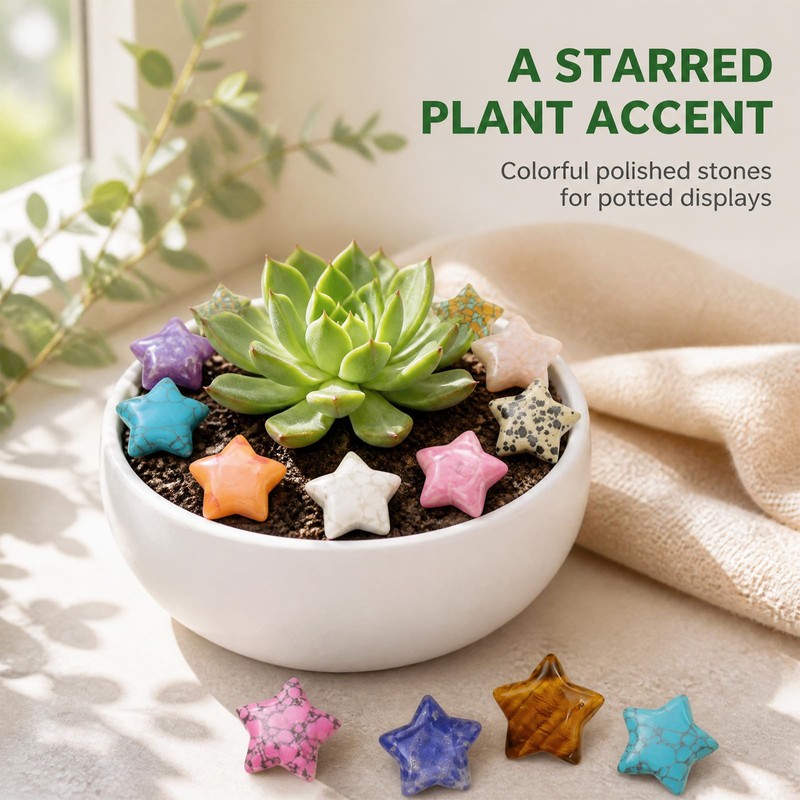 50 PCS Star Shaped Natural Crystal Stones 0.8inch for Meditation