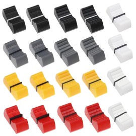 The Lord of the Tools 20pcs Fader/Slider Control Knobs 4mm&8mm Hole Plastic for Guitar Console Volume Adjustment 23x11x10mm, Grey Black Yellow Red White