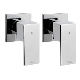 Cefito Shower Tap, 6 x 7 x 8.5cm Mixer Showers Faucet Head Showerhead Tap Bath Accessories Bathroom Toilet Set Kitchen Fixtures Wall, for Hot and Cold Solid Brass Body Silver