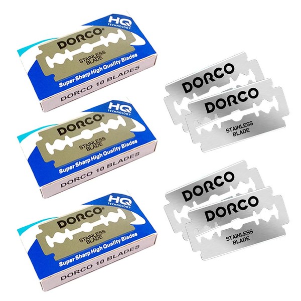Dorco ST300 Double Edged Replacement Blades, 30 Piece Set, 60 Blades per Edge, Straight, Double-Edged, Single Edged, Razor, Dolco NEW PLATINUM ST-300