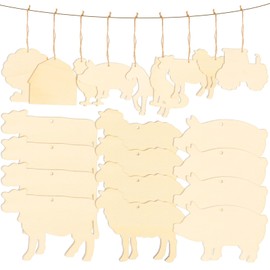 Angoily 45pcs Unfinished Wood Cutouts, Farm Animal Shapes for Diy Crafts, Ideal for Home Decor, Party Decorations, And Art Projects 4. 72 X 4. 48 Inches