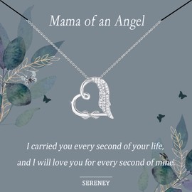 Sereney Miscarriage Gifts for Mothers, Sterling Silver Angel Wing Infinity Heart Pendant Miscarriage Necklace as Loss Gifts for Mom, Memorial Miscarriage Jewelry Necklace as Pregnancy Loss Gifts