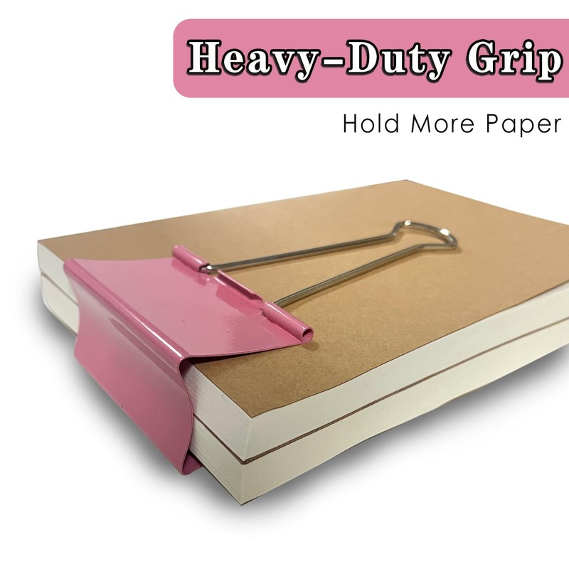 18PCS Jumbo Binder Clips 3 Inch, Pink, Binder Clips Extra