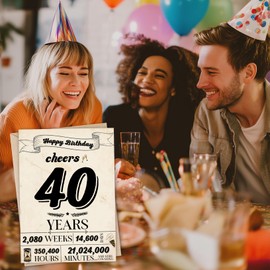40th Birthday Gifts for Men, Women, Vintage Happy 40th Birthday Greeting Card Decorations for 40 Year Old Men