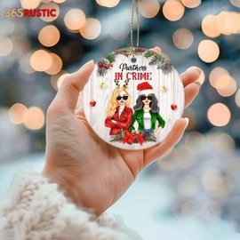 365RUSTIC Friendship Ornament, Best Friends Ornament Ceramic, Friendship Gifts for Women, Partner in Crime Christmas Ornaments, Christmas Tree Decorations, for Women Friends