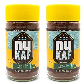 nuKAF By Gourmanity 7oz/200g, (Pack of 2) Instant Chicory Powder From France, Kosher Instant Coffee Substitute, Chickory Powder For Coffee, Chicory Root Coffee Instant, All Natural 100% Chicory