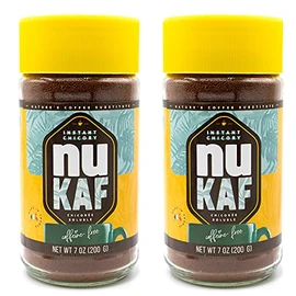 nuKAF By Gourmanity 7oz/200g, (Pack of 2) Instant Chicory Powder From France, Kosher Instant Coffee Substitute, Chickory Powder For Coffee, Chicory Root Coffee Instant, All Natural 100% Chicory