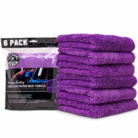 Chemical Guys Happy Ending Ultra Plush Edgeless Microfiber Towel Purple 6 Pack - Scratch-Free Detailing Cloth for Drying, Buffing, and Polishing All Surfaces (MIC34806)