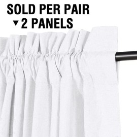H.VERSAILTEX Linen Look 100% Blackout Curtains 95 Inches Long for Bedroom Rod Pocket 42 Inches Wide Linen Textured Thick Window Curtain Drapes with White Backing, Pure White, 2 Panels
