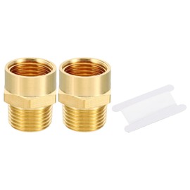 PATIKIL Brass Pipe Fitting Adapter Set, 5Pcs 1/2" NPT Male Thread x 1/2" G Female Thread Brass Reducer Hex Tubing Hose Connector Adaptor with Tape for Plumbing