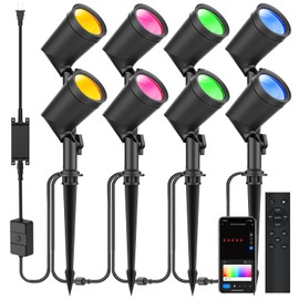 ZYAN 8 Pack 36W Smart Landscape Lights, APP Contral RGBW Color Changing Outdoor Landscape Lights with Remote, Compatible with Alexa and Google Home, IP65 Waterproof, for Garden, Yard, Lawn, Patio