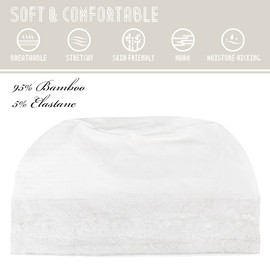 Womens Beanie Lace Turban Soft Sleeping Night Cap Off-White