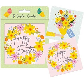 8 Pack of Easter Cards, 8 Open Easter Cards, 8 Mixed pack of Easter Cards (8Pcs Wreath & Buckets)