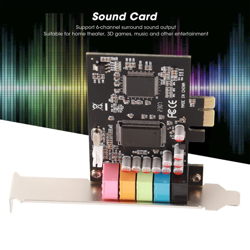 PCIe Sound Card,6 Channels Stereo Desktop Audio Signal Conversion Hardware,CMI8738