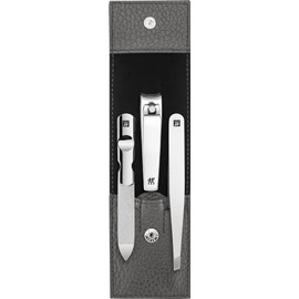 ZWILLING 3 Piece Cowhide Leather Manicure Set with Press Stud and Nail Clippers Anthracite