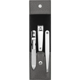ZWILLING 3 Piece Cowhide Leather Manicure Set with Press Stud and Nail Clippers Anthracite