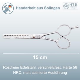 NTS-Solingen Dog Scissors / Grooming Scissors - Dog Pet Line Rust-Free Matt Satin • Fur Modelling Scissors (Teeth on One Side) Thinning Scissors (6.0-30ZE = 15 cm 30 Teeth on One Side)