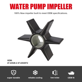 Water Pump Impeller Replacement for Force Chrysler Mercury Mariner 75 90 120HP Outboard 47-43026-2 47-43026T2