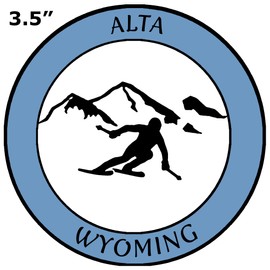 Athena Brands Alta, Wyoming - Extreme Sports Skier - Car Truck Window Sticker Decal - Columbia Blue