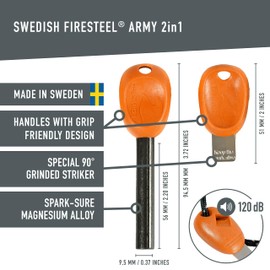 Light My Fire Swedish Flint Fire Starter Ferro Rod Survival Tools ARMY | Fire Steel Bushcraft Camping Gear | Flint and Steel Fire Starter Kit 2-in-1 Fire Flint and Striker 12,000 Strikes