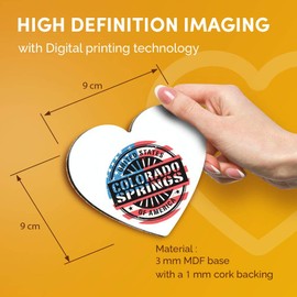 Destination Vinyl ltd Great Coasters (Set of 2) Heart - Colorado Springs USA American Map Drink Glossy Coasters/Tabletop Protection for Any Table Type #6071