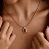 Moonffay Natural Tiger Eye Necklace, Gold Stone Pendant Necklace, Vintage