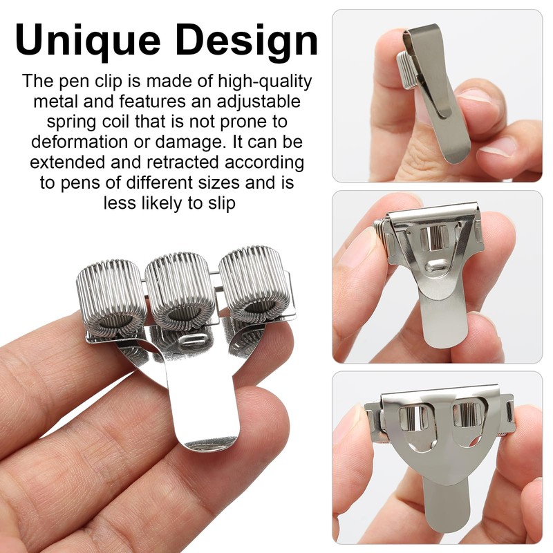 3 Pcs Pen Holder Clips Spring, Metal Pen Pocket Clip,