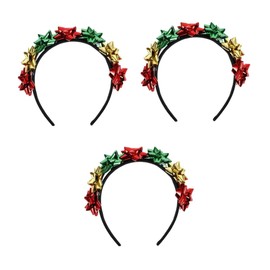 TOVINANNA 3pcs Colorful Christmas Bow Headband with Shimmering Floral Accents for Women and Xmas Hair Hoop for Holiday Parties and Year Celebrations Stylish Festive Hair Accessories