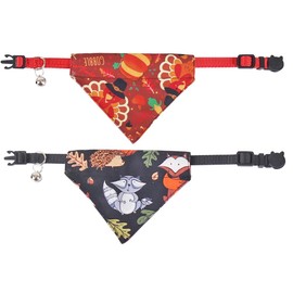 KZHAREEN Thanksgiving Cat Collars Fall Autumn Breakaway with Bandana Bell Pet Kitten Collar Adjustable for Small Dog Puppies Girl Boy