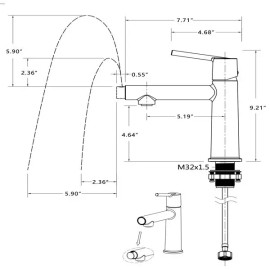 Chrome Single Handle Deck Mount Bathroom Faucet 1-3 Holes with Fountain Flow Mode and Two Functions for Vanity Sin LaundryColor: as picture Color
